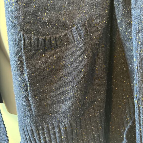 Lane Bryant Blue Speckled Open Front Cardigan 18/20 EUC Grandpa Boho Pockets - Picture 3 of 7